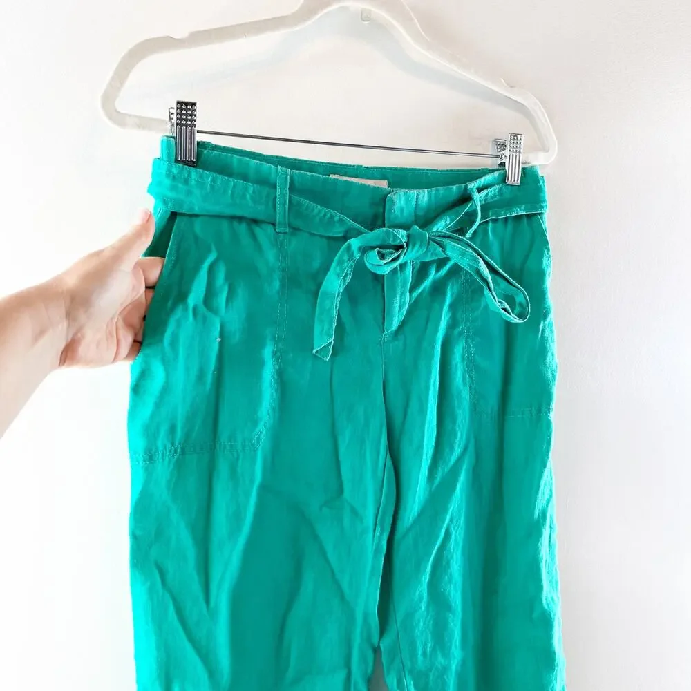 Banana Republic Low Rise Linen Beach Pants Palm Beach Turquoise Green